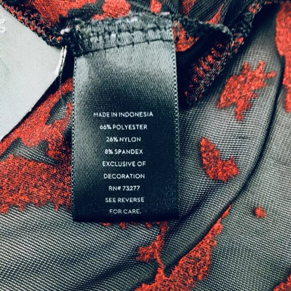 Simply Vera Wang Sz L Red Burnout Velvet Top Sheer Tunic Whimsy Goth - Picture 13 of 13